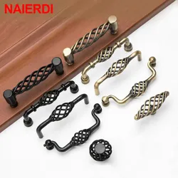 NAIERDI Antique Bronze Hollow Out Furniture Handles Birdcage Vintage Cabinet Handles Black Drawer Knobs Wardrobe Door Pullers
