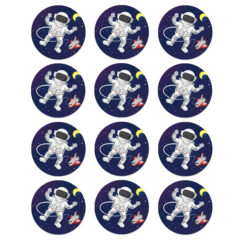 Outer Space Stickers Astronaut Rocket Ship Galaxy Seals Solar System Theme Party Boy Kids Birthday Stickers Decoration Favors