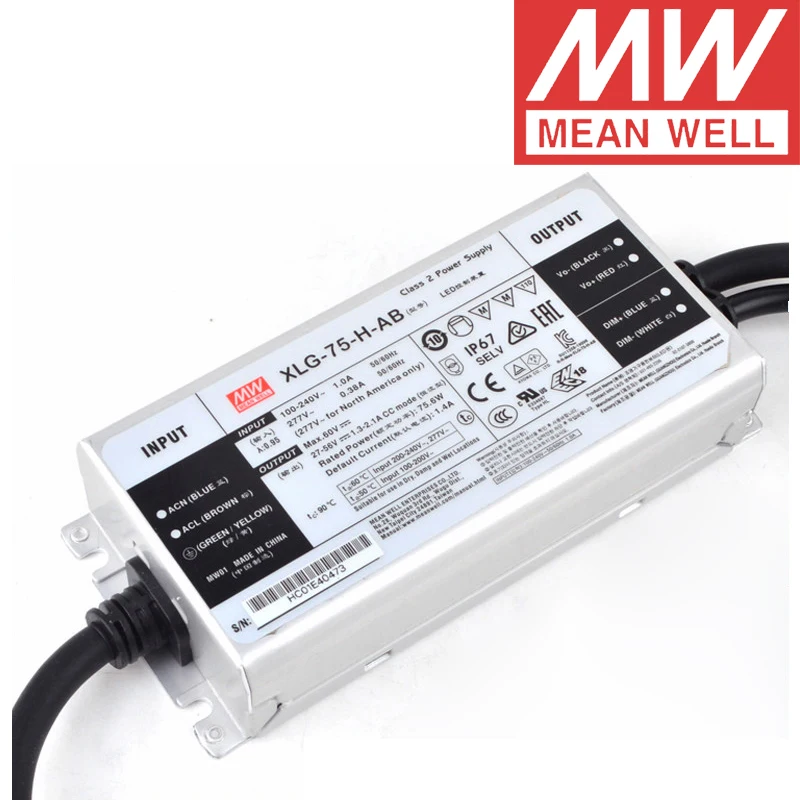 

Mean Well XLG-75-H-AB IP67 Metal Case Street/Skyscraper lighting meanwell 3 in 1 dimming 75W Constant Power Mode LED Driver