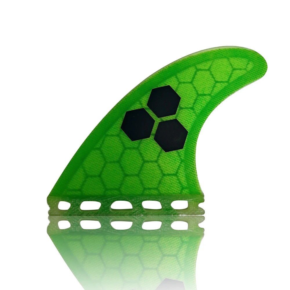 New Arrived Single Tabs Fins S/AM2/GAM Big Honeycomb Fibreglass Green Surfboards Fin 3 pieces per set prancha quilhas de