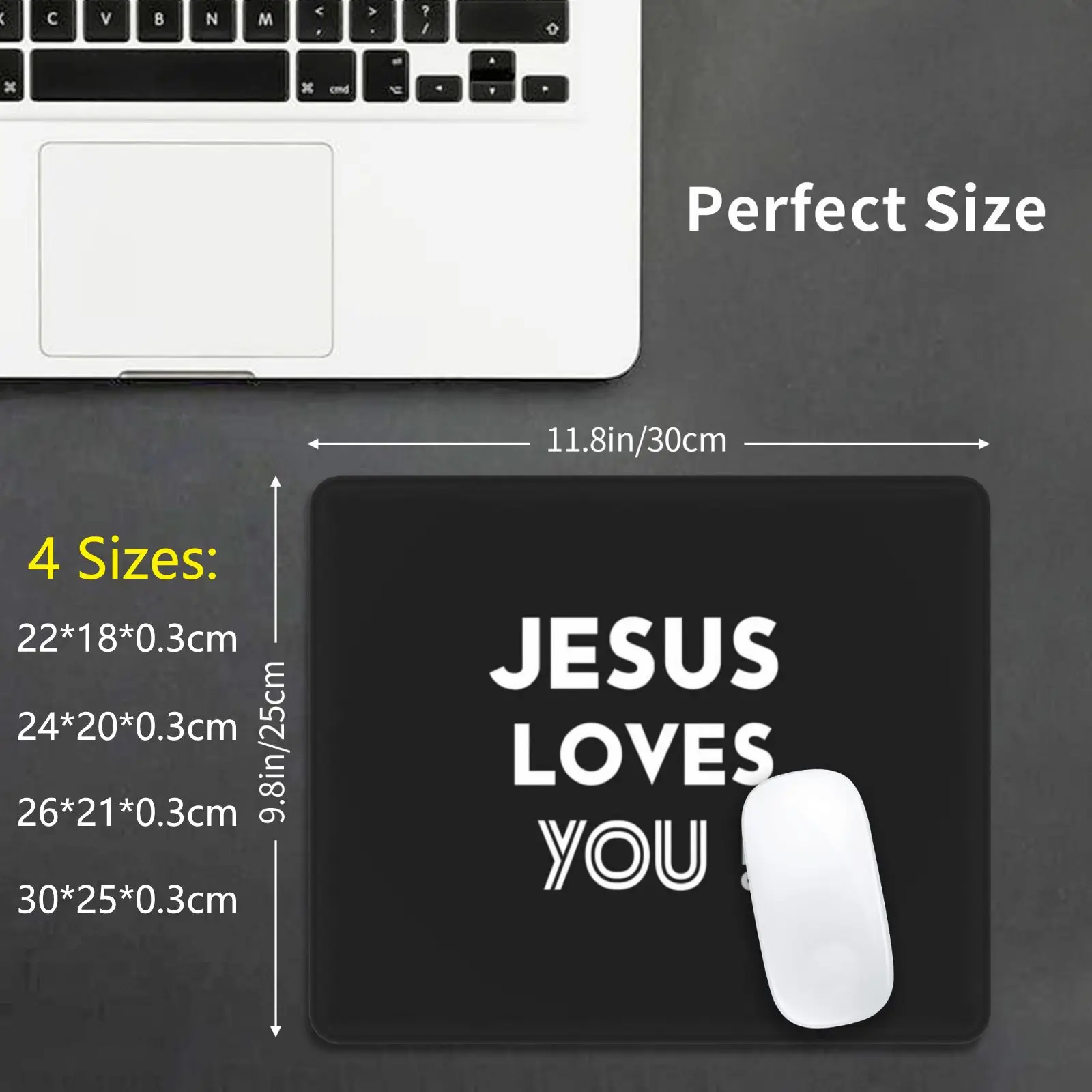 Jesus Loves You Mouse Pad DIY Print Faith Over Fear Faith Courage Strength Brave Bible God Religion