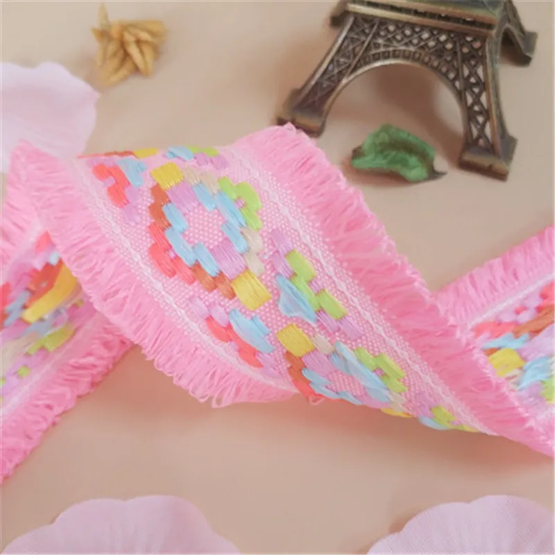 4.5cm Cotton Tassel Lace Fabric Ribbons Fringe Jacquard Webbings DIY Crafts Sewing Lace Trims Clothes Collar Decorative 1y