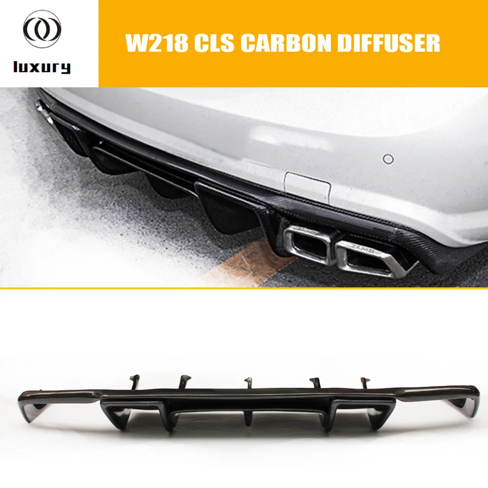 C218 R Style Carbon Fiber Rear Bumper Diffuserfor Benz W218 CLS350 CLS63 with AMG Package 2012 2013 2014 (can't fit CLS300)