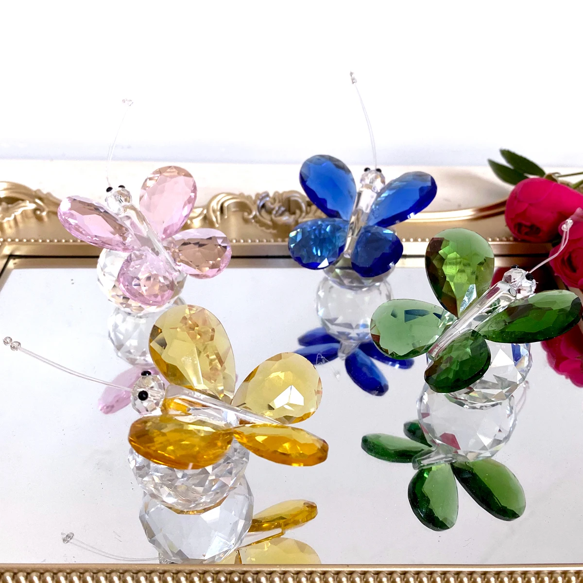 Crystal Butterfly Figurine Glass Butterfly Animal Paperweight Home Wedding Table Decor Christmas Kids Gift