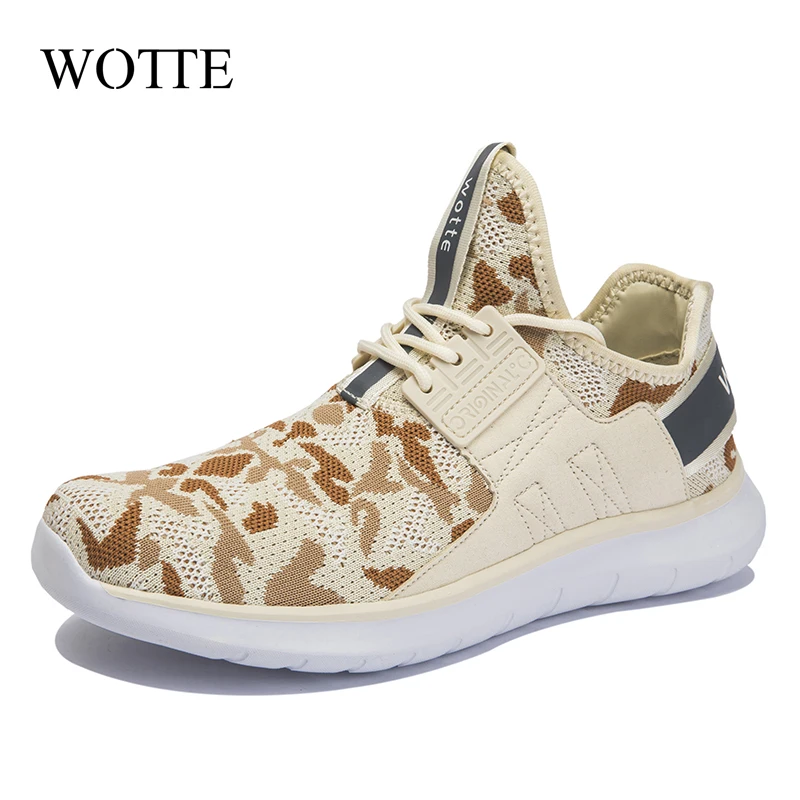 

WOTTE Casual Men Shoes Slip-on Mans Casual Walking Footwear Lightweight Knit Breathable Shoe Non-Slip Sock Shoes Big Size 40-50