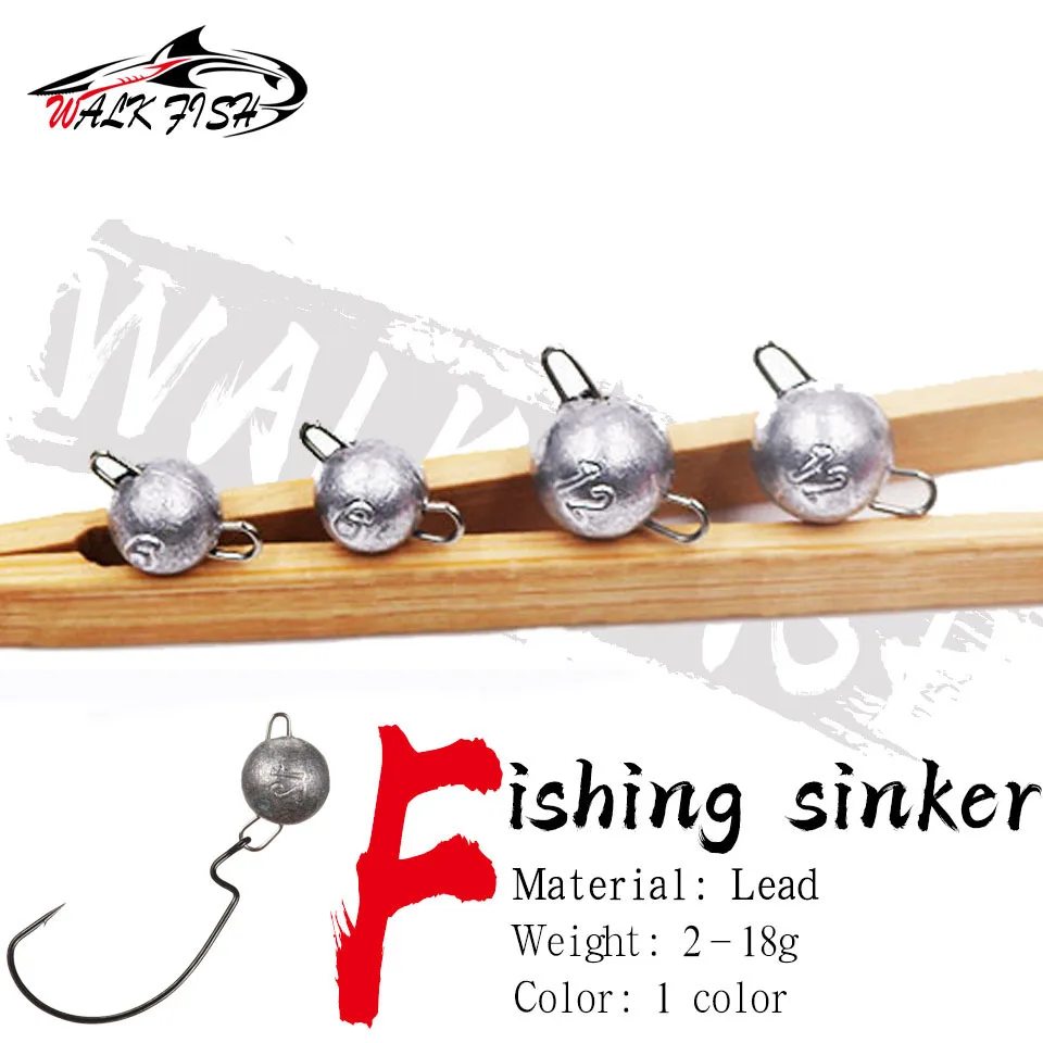 WALK FISH 5PCS/Lot Fishing Cheburashka Sinker Fishing Accesories Jig Head Bullet Weights Soft Lure Group 2g-18g Hook Aggravated