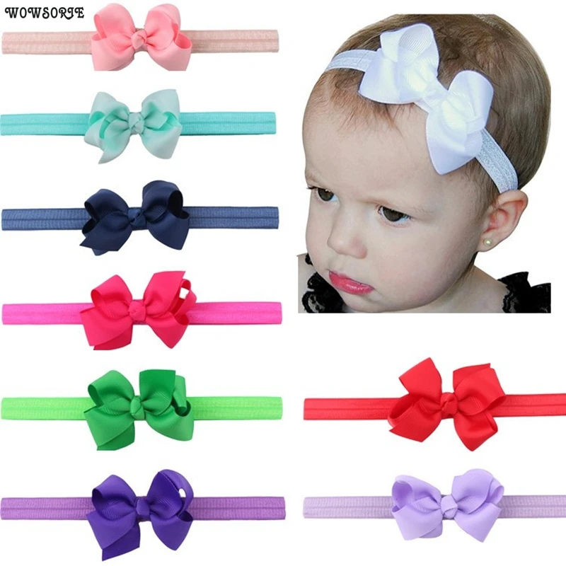 8cm Baby Headband Bowknot Elastic Hair band party hair Bow flower  Newborn headwear baby children Hair Accessories