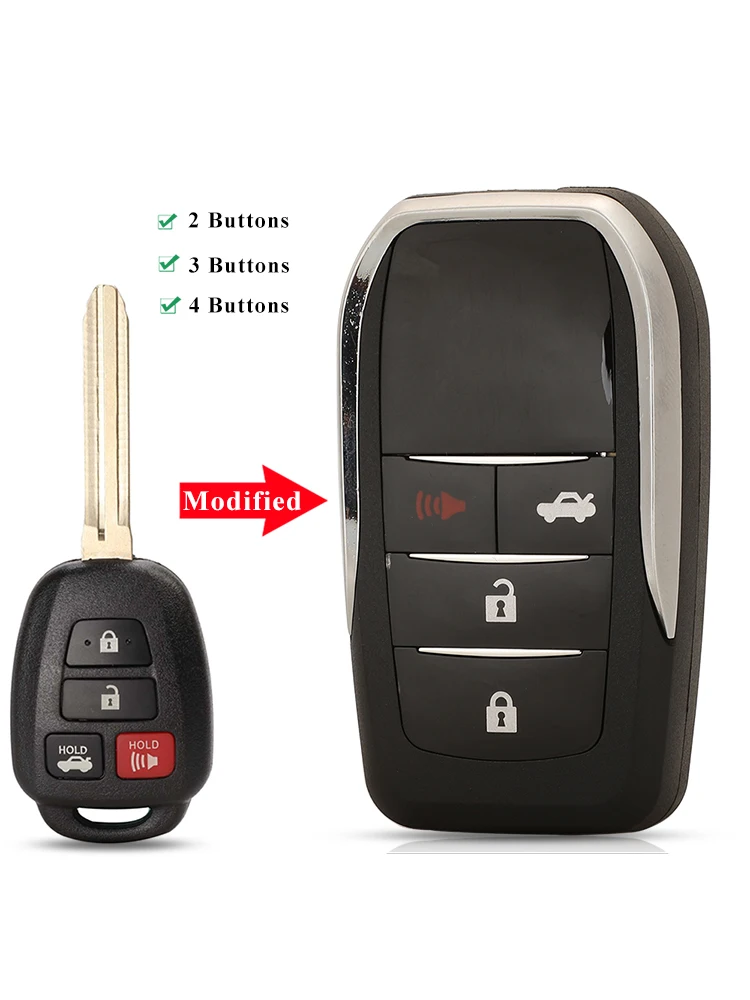 Jingyuqin zmodyfikowany 2 przycisk zdalnego odwróć klucz samochodowy Shell dla Toyota CAMRY Corolla YARIS Vios Prado TOY43 ostrze Fob Case wymiana — zdjęcie 2