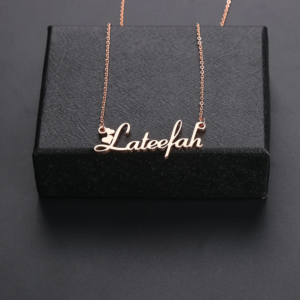 Lateefah New Arrival High Quality Stainless Steel Custom Name Simple Chain Necklace Women Valentines Jewelry Accessories