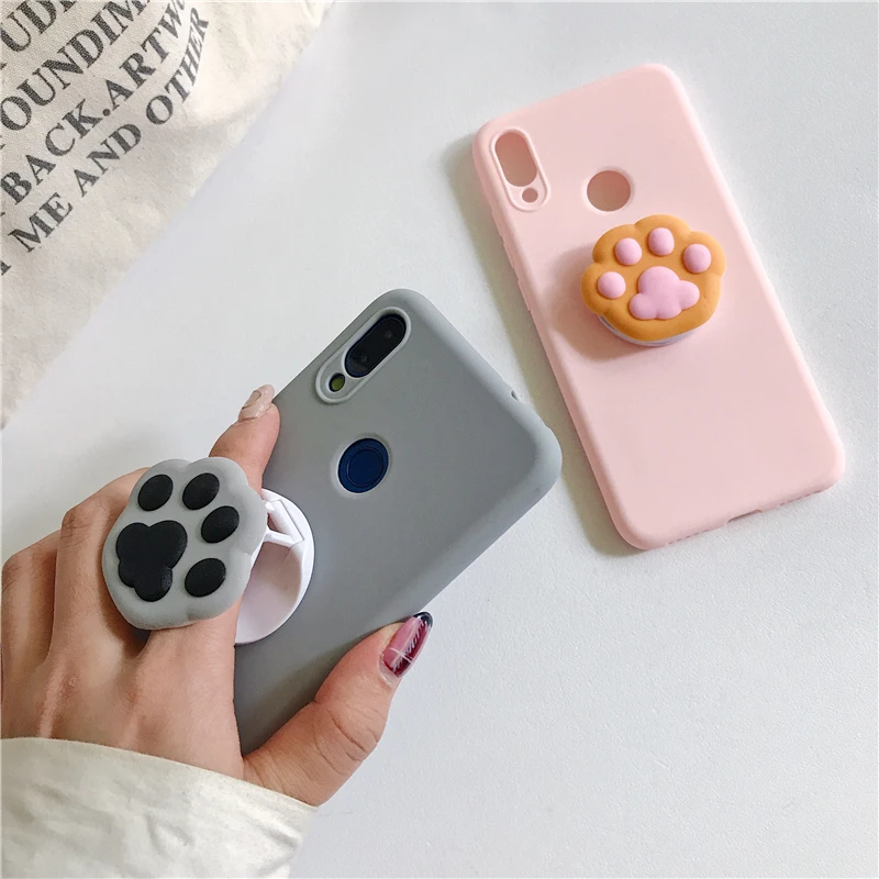 Candy Case Cat Dog Paw Holder Soft TPU Cover For Xiaomi Redmi Note 3 4 4X 5 5A 6 7 8 9T 9 9S 9T 10 10S Pro Max 5G Y1