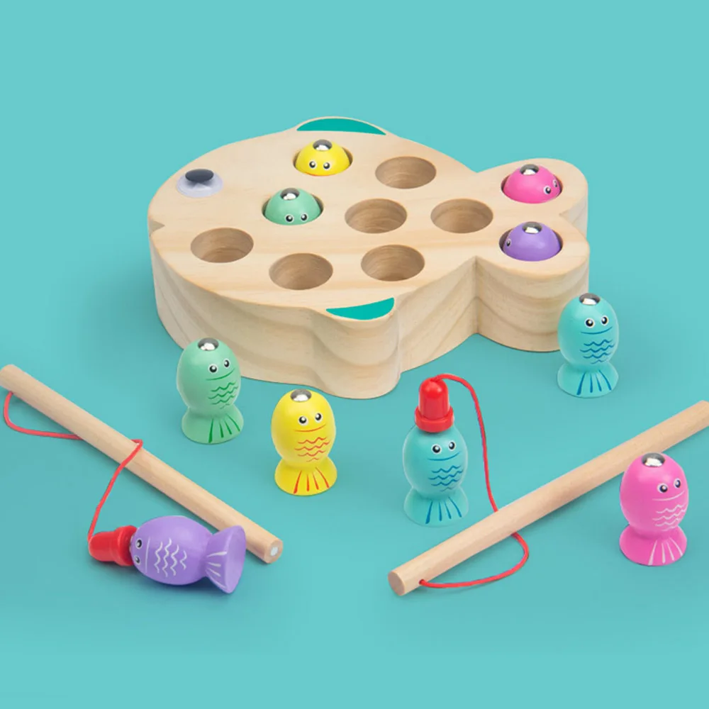 Jeu de pêche magnétique 3D Montessori en bois pour bébé, jouets éducatifs pour enfants, cadeau d'anniversaire et de noël