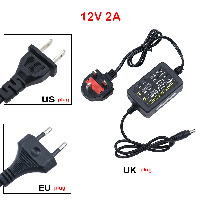 Power Supply Charger Adapter DC 12V 2A Adaptor DC 12V Volt DC Swiching EU 220V To 12V US/UK power adapter hoverboard ac/dc black