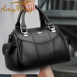 Bolso de diseñador de cuero suave para mujer, bandolera de hombro de lujo, de marca, informal, tipo Boston