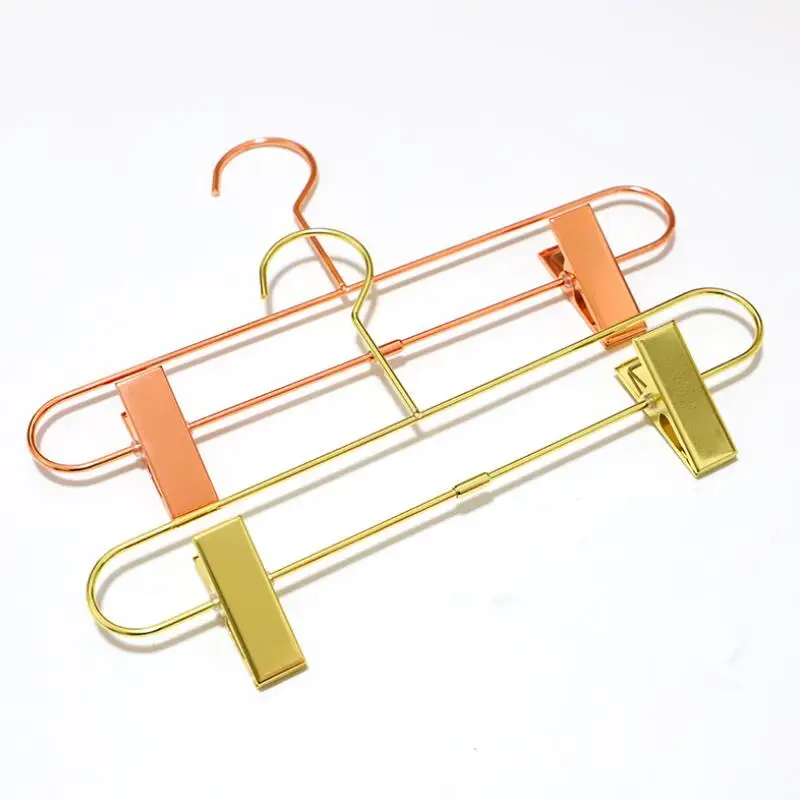 Home Metal Hanger Nordic Style Rose Gold Trousers Hanger Pants Skirt Clothes Clip Stand Rack LX8781