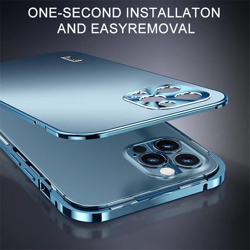 

Магнитный металлический бампер, чехол для телефона Huawei P40 Pro, противоударный Матовый Акриловый чехол для Huawei Mate 40 30 Pro, алюминиевый чехол