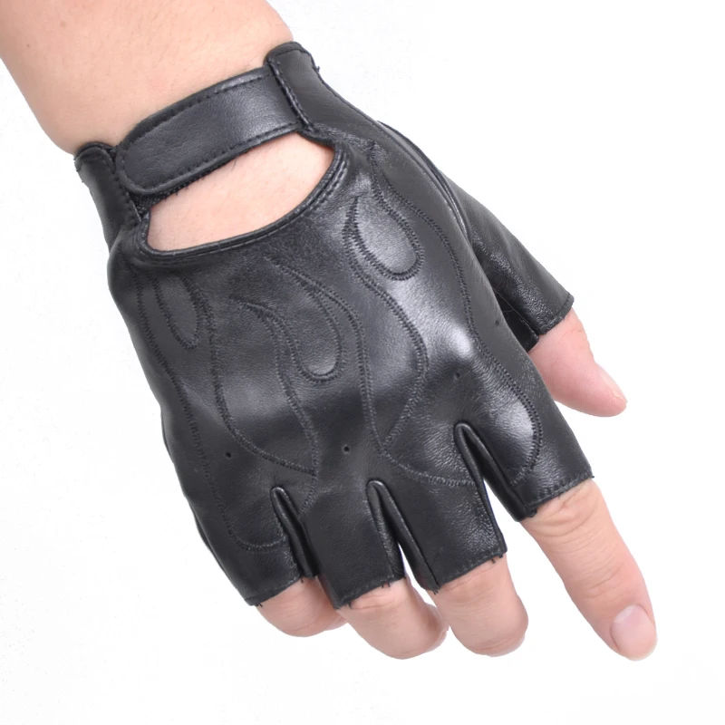 Half Finger Leather Gloves Male Female Semi-Finger Sheepskin Gloves Driving Student Writing Dancing Men Women Gloves NBM1105