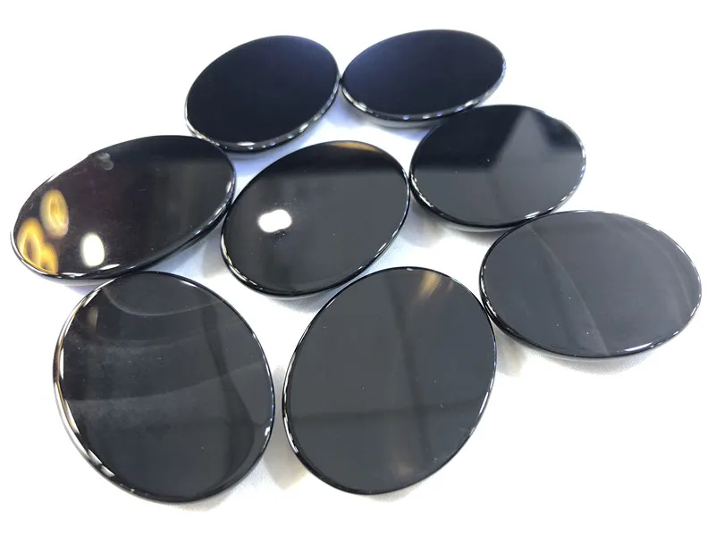 Wholesale 6x8/13x18/18x25/22x30/30x40mm Natural black onyx Cabochon Oval gemstones ring face For Diy Jewelry Making