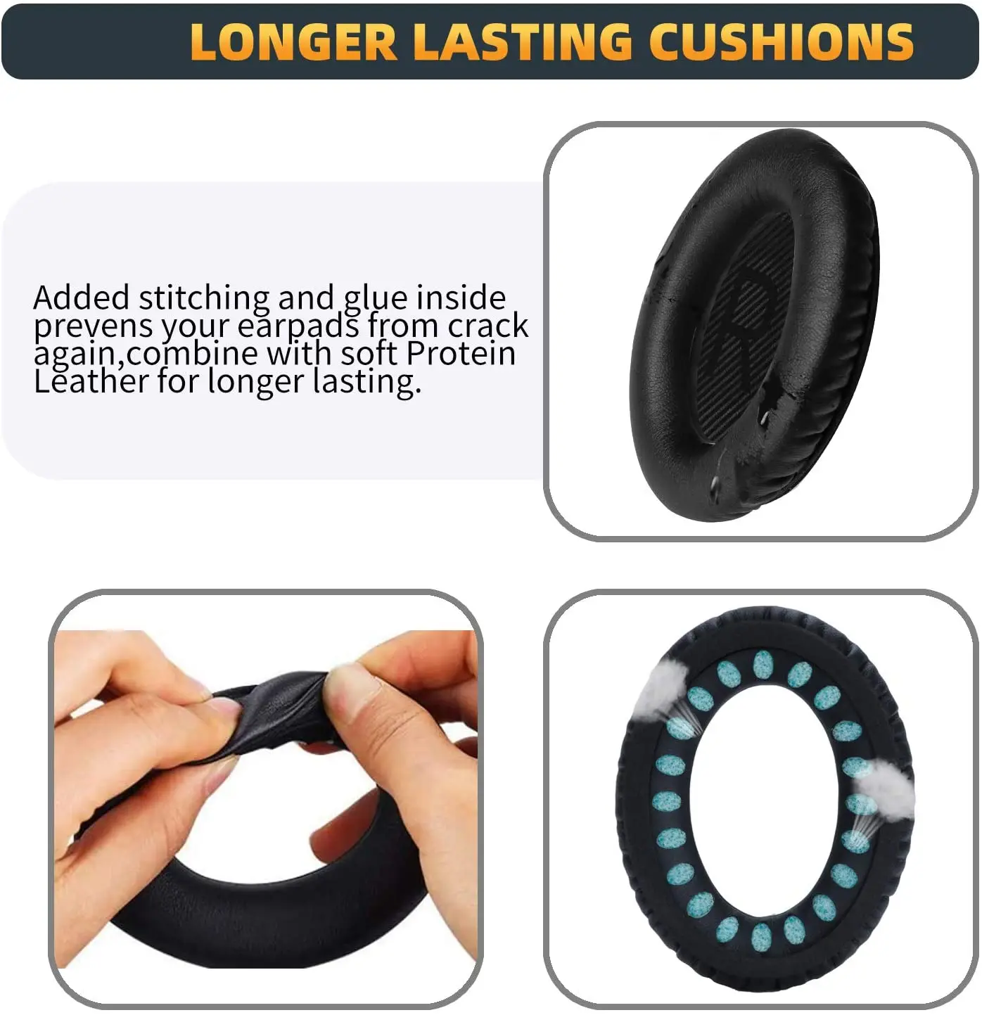 Bose QuietComfort 35 QuietComfort 35 II 헤드폰과 호환되는 프리미엄 이어 패드. 프리미엄 단백질 가죽