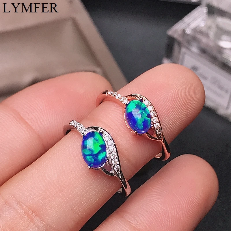 New women's Opal Ring 925 Sterling Silver Blue Opal fire color strong special promotion