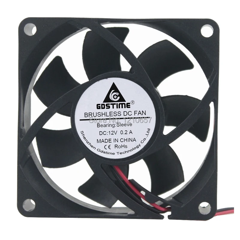 

5PCS lot Gdstime 7025s 2Pin 70MM 70 x 70 x 25mm 7CM Cooler Radiator 12V DC Micro Electrical Cooling Fan