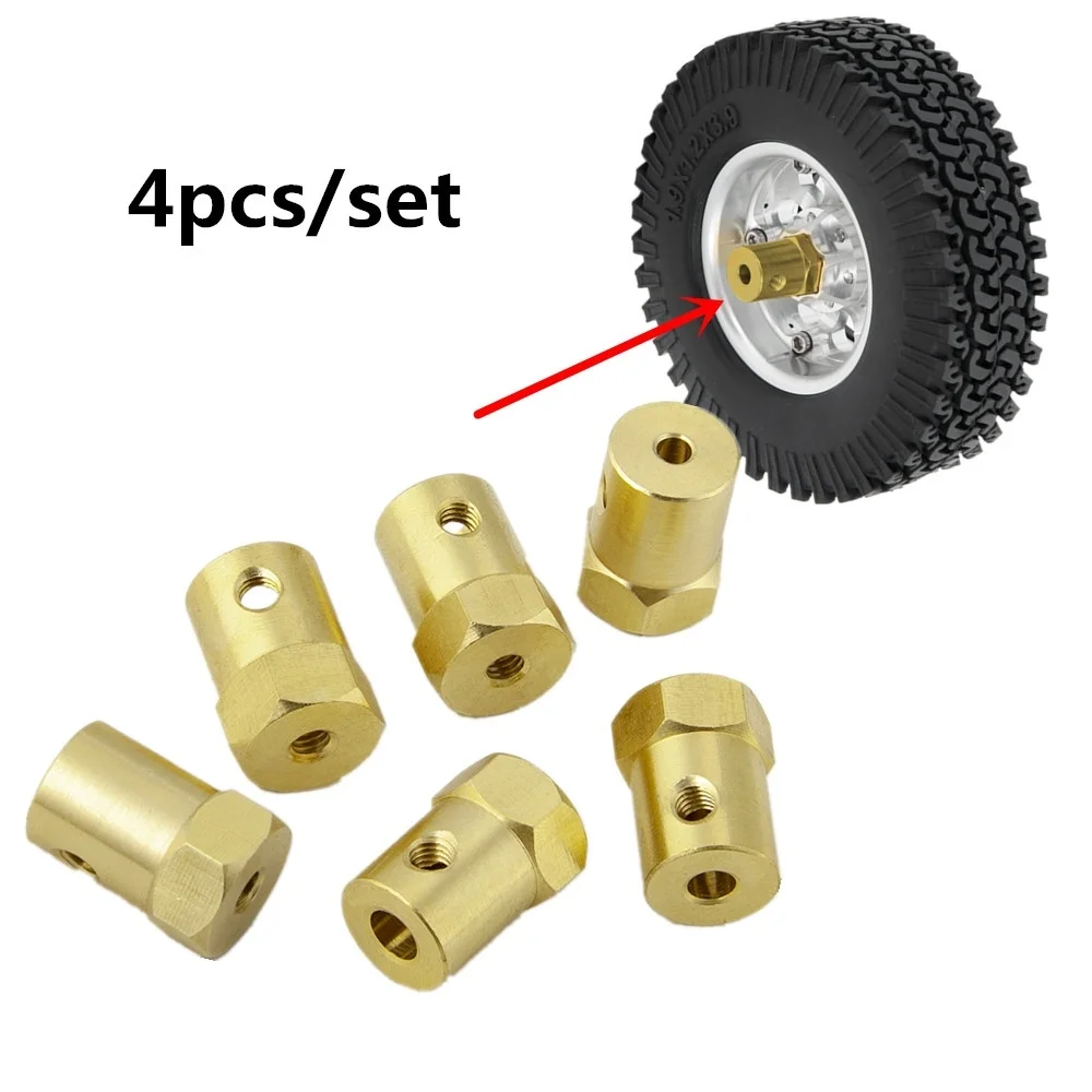 AXSPEED 4PCS Brass Hex Coupling Coupler Wheel Hex Sleeve Adapter Tire Connector 3/4/5/6/7/8/mm for RC Boat Car Spare Parts