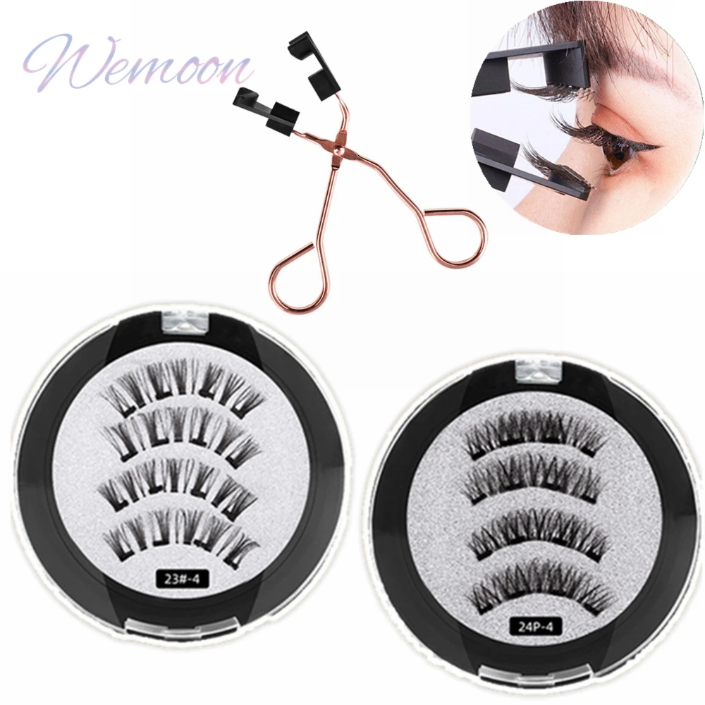 

Magnetic Eyelashes and Lash Applicator Curler Set 4 Magnet Faux Cils Reusable Long Lasting pestañas magneticas magnétique