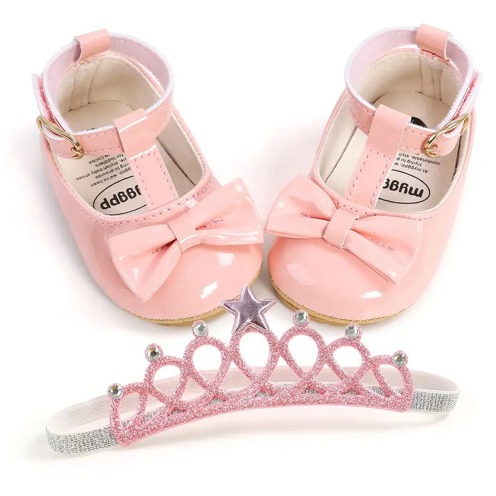 2021 Spring Baby Shoes PU Leather Newborn Boys Girls Shoes First Walkers Princess Bowknot Baby Prewalker