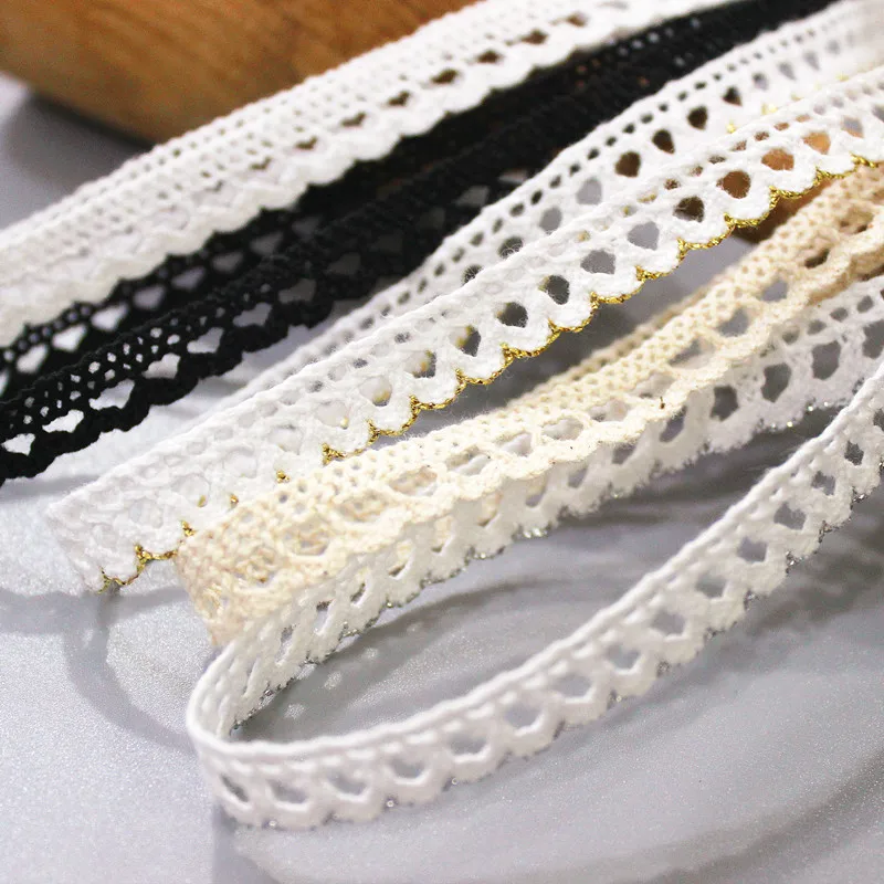 

Cotton Lace Trim 30 Yard White Gold Ivory Beige Ribbon Small Tooth Edge Dress Clothes Cuff Neckline Sewing Fabric M4F293