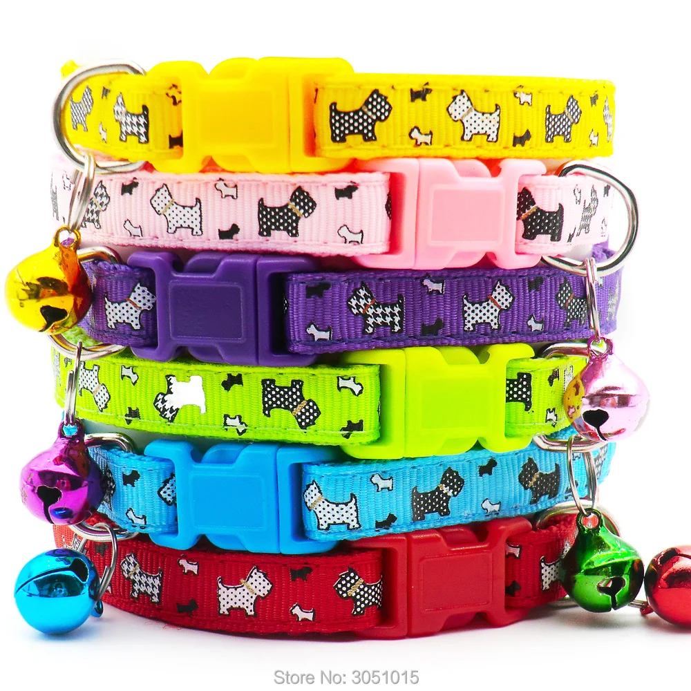 Wholesale 12/ 50/ 100Pcs Dog Collars With Bell Cat Pet Collar Adjustable Prints Puppy Collar Pet Accessories