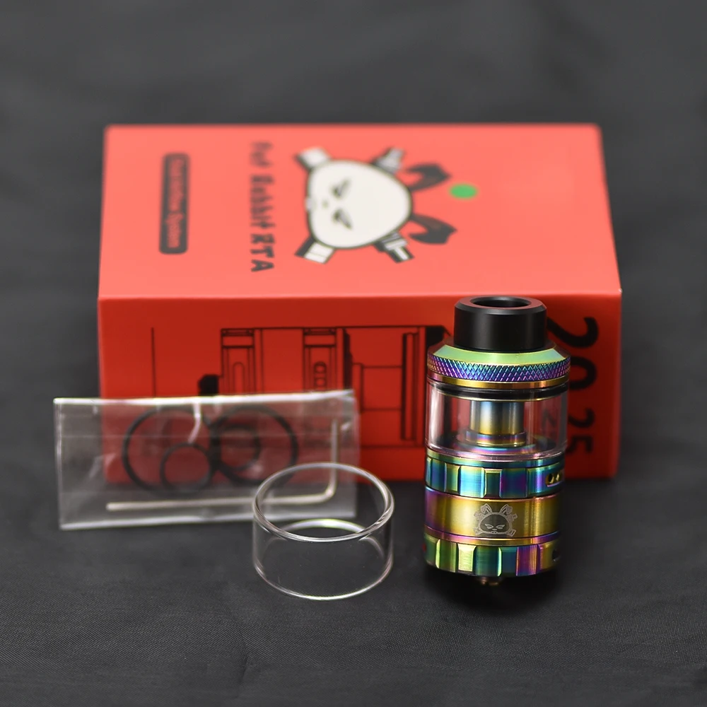 Лидер продаж, бак Fat Rabbit RTA, 5,5 мл, одна двойная катушка, диаметр 28,4 мм, бесступенчатая конструкция, 810 капельный наконечник, электронная сигарета
