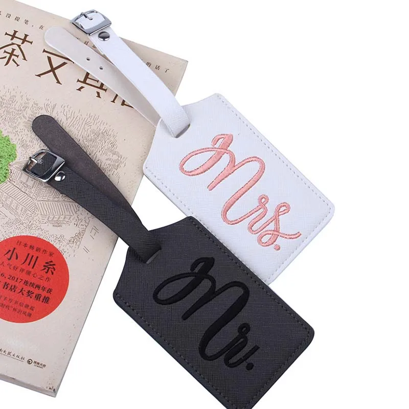 New Fashion Mr&Mrs Suitcase Embroidery Luggage Tags Bag Pendant Travel Accessories Name ID Address Wedding VIP Invitation Label