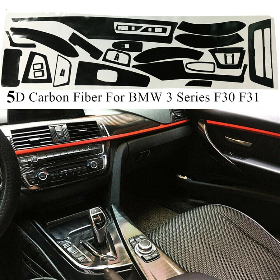 

5D Glossy Carbon Fiber Interior Decal Trim Package Radio Center Door for BMW 3 Series F30 F31