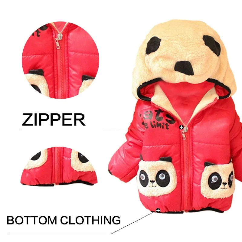 Retail 1pc Children Clothing Panda Cartoon Outwear Baby Boy Winter Wear Thickening Outerwear Coat Kids Cotton Padded Jacket