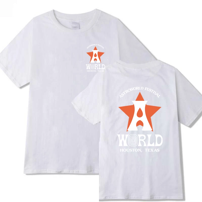 New Arrival  ASTROWORLD Print T Shirt Men Women Good Quality Cotton Tshirts Cactus Jack Houston Hip Hop Short Sleeves Tee Tops