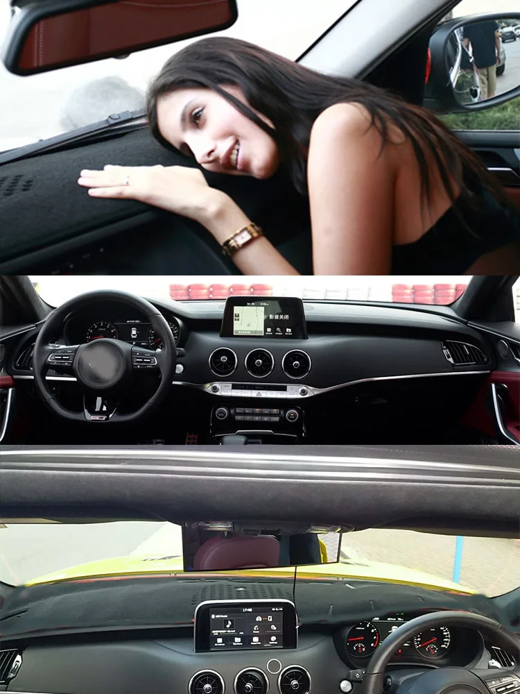 For Kia Stinger CK GTS GT2 2017-2022 Dashmat Dashboard Cover Instrument Panel Protective Pad Dash Mat Anti-Dirt Proof Ornament
