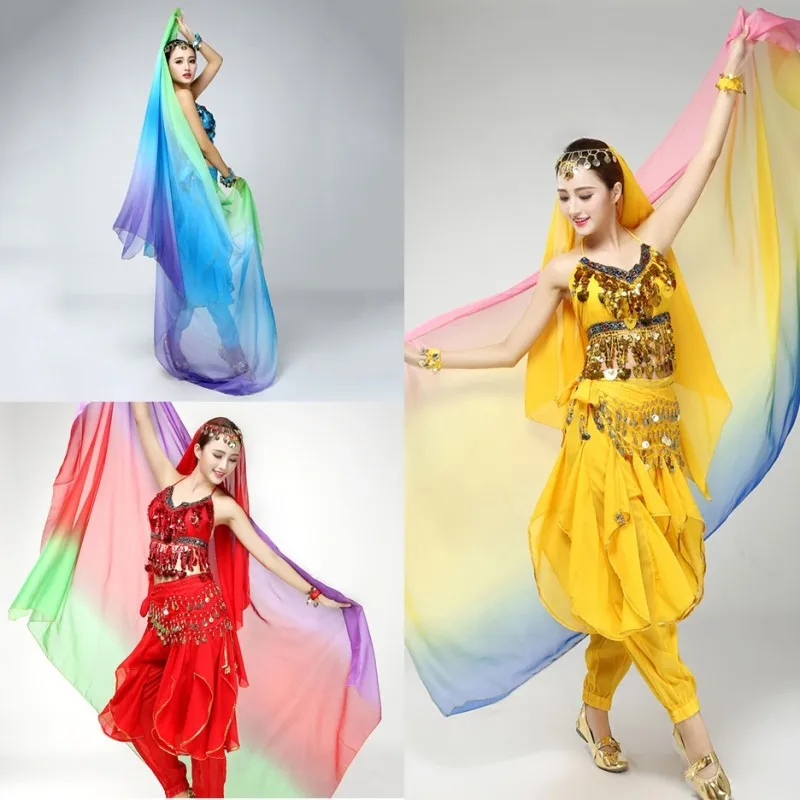 EFINNY 6 Colors Belly Dance Veil 220cm*120cm Silk-like Bollywood Dancing Scarf Shawl for Ladies