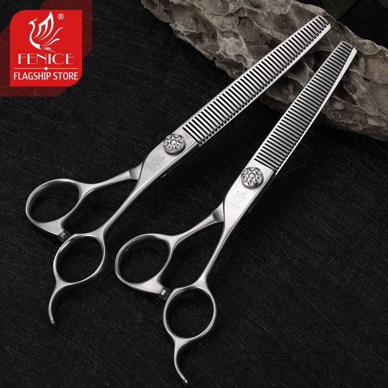 Fenice Professional 6.5/7.0 inch JP VG10 Steel Bearing Screw Dog Grooming Scissors for Dog Thinning Scissors Shears Thinning 35%