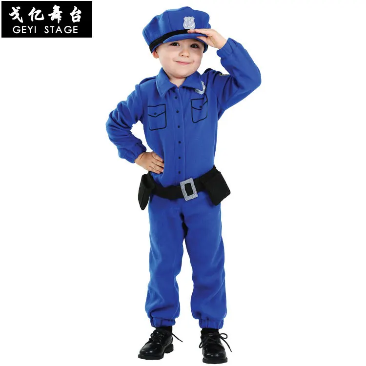 

Halloween Boy/Girl Policemen Costumes Children Cosplay Army Police Uniform Clothing Set Long Sleeve Fighting Performance Uniform