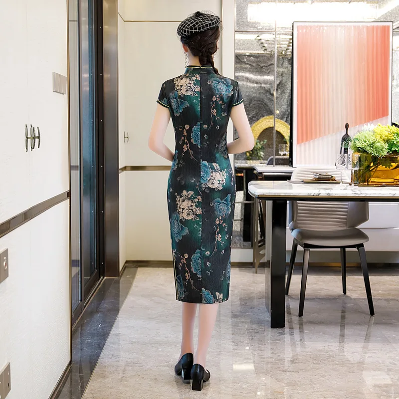 Dünnes Kleid Frauen 2020 Frühjahr Und Sommer Frauen Mittleren Alters Und Ältere Täglichen Verbesserung Elegante Cheongsam Moderne Qipao