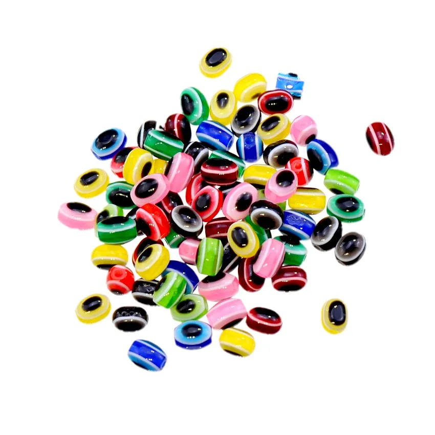 MIAOCHI 8*6mm 10*8mm Mixed Oval Charm Evil Eye Resin Ball Spacer Beads Jewelry Making DIY