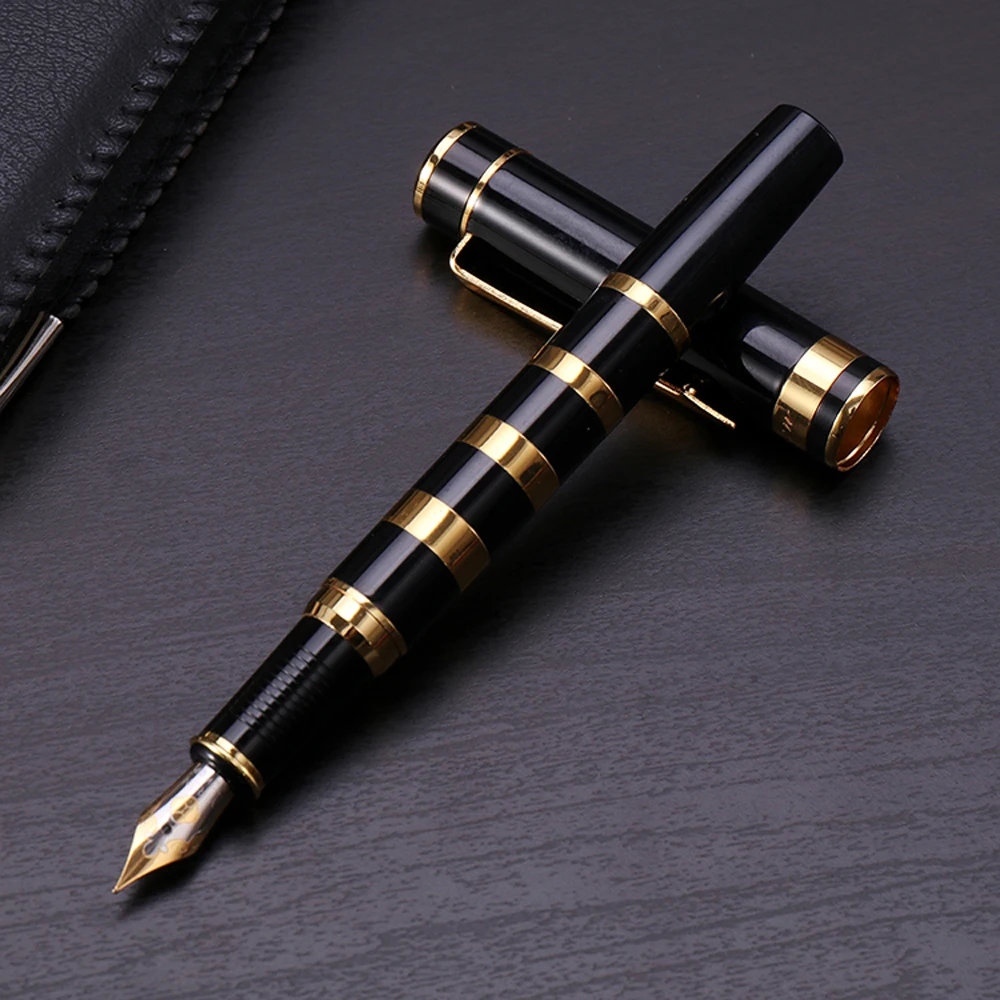 metal Portable Trim OFFICE BLACK GOLDEN 0.5MM 1.0MM gift Fountain Pen