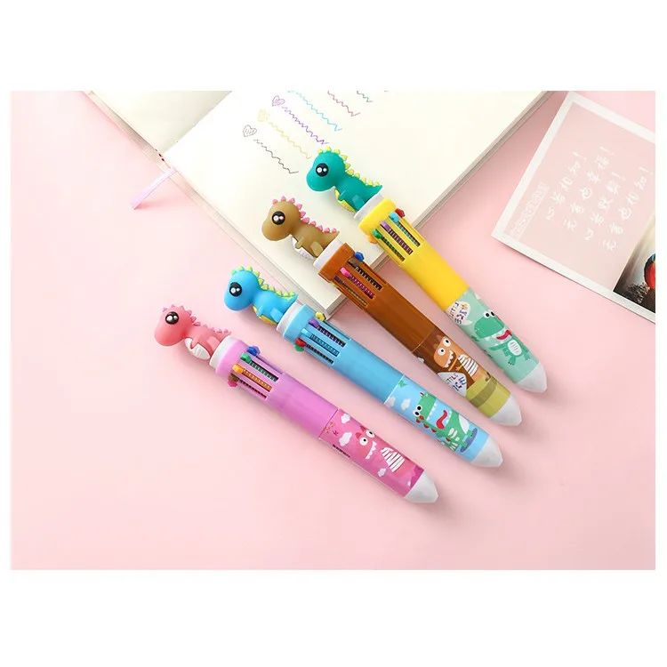 10 Colors Cute animal Ballpoint Pen Cartoon Dinosaur 0.5mm Colorful Pens Office School student stationery friend classmate gift