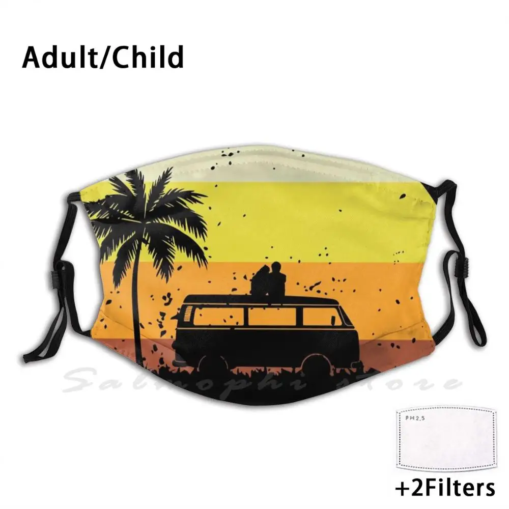 Retro Van Lovers At Sunset Print filtro lavabile maschera antipolvere per bocca Van Funny Park Camping Vanlife Traveler Travel Adventure