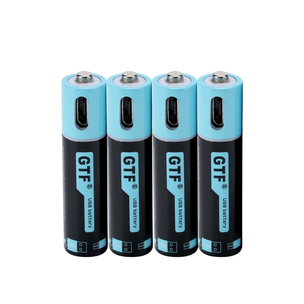 GTF high capacity 1.5V 450mAh AAA li-ion Battery 675mwh li-polymer with rechargeable lithium usb battery + Type-C USB cable