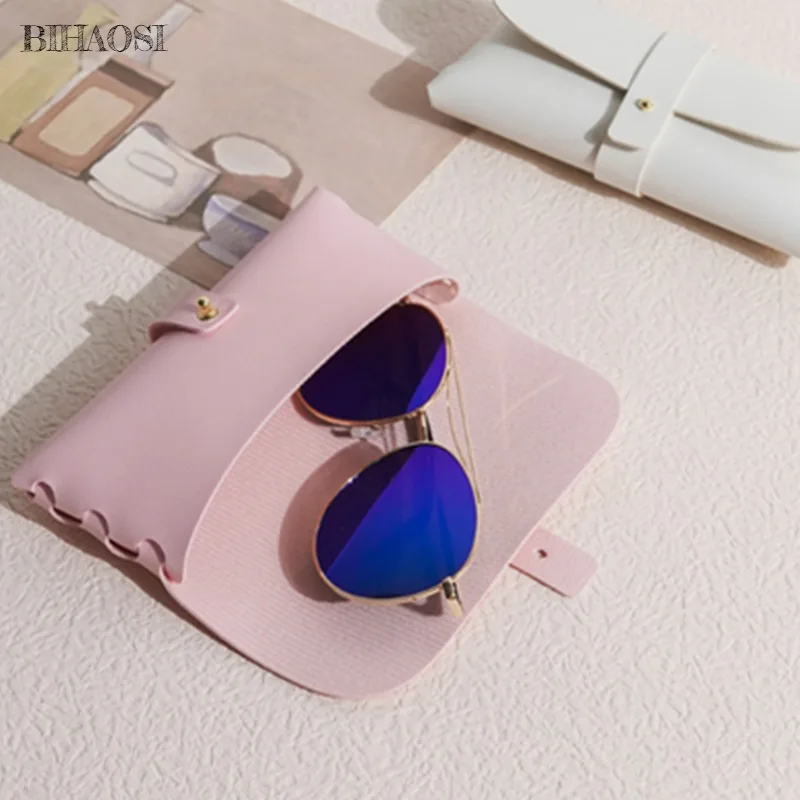 حقيبة تخزين نظارات من جلد البولي يوريثان، حقيبة نظارات بسيطة للأدب القديم، حافظة نظارات جلدية ناعمة، حقيبة تخزين نظارات شمسية محمولة للفتيات