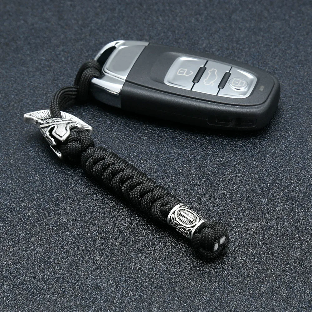Viking Rune Perlen-Paracord-Schlüsselband, handgefertigter Spartan Outdoor Survival Seil-Schlüsselanhänger, Auto-Schlüssel-Messer, nordisches Schmuckgeschenk für Männer – Detail 3
