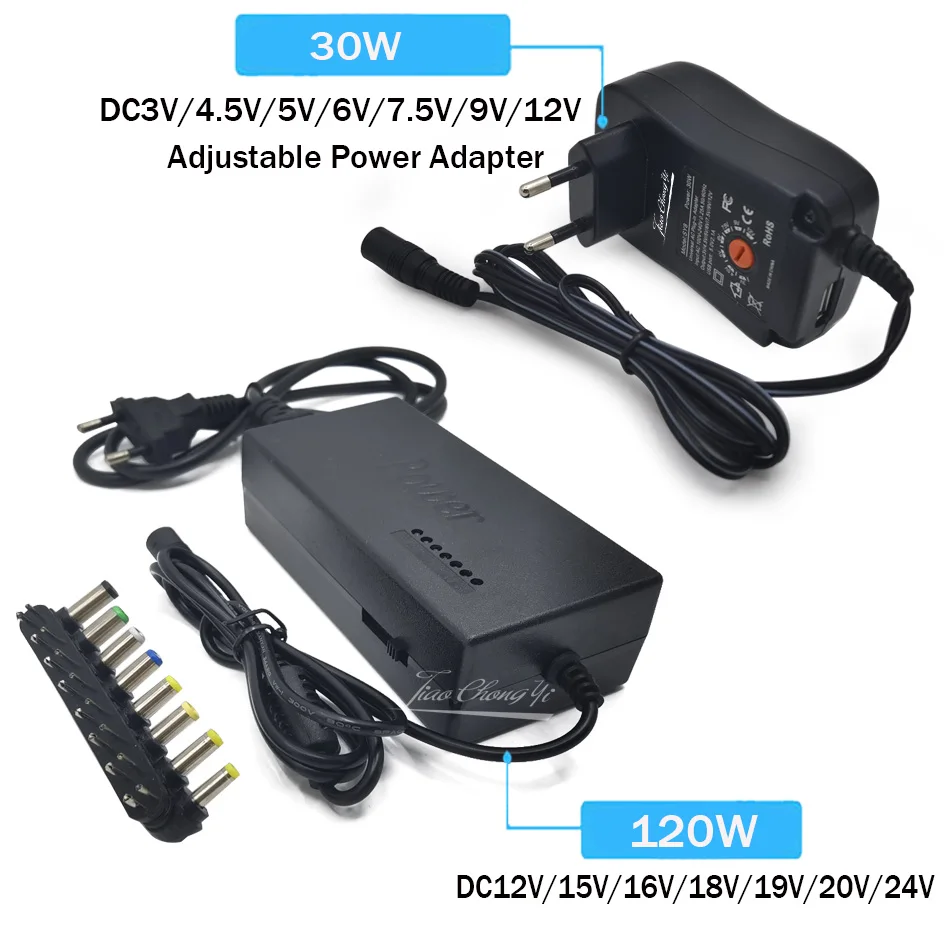 30W 120W 3V4.5V5V6V7.5V 9V 12V12/15/16/18/19/20/22/24V 2A/4.5A AC DC Adaptor Adjustable Power Adapter Universal Charger Supply