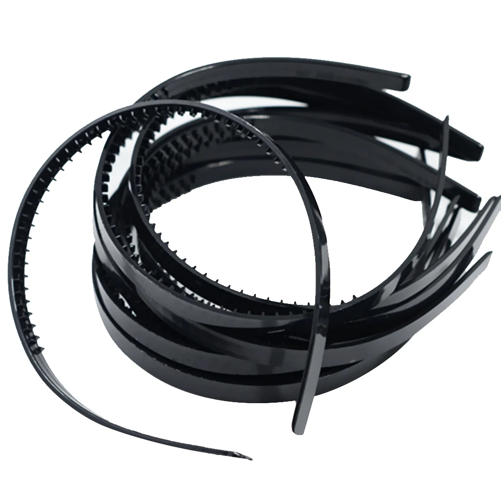 10 sztuk 10mm/0.4 "czarny/biały plastik zwykły elastyczny Alice opaski do włosów opaska