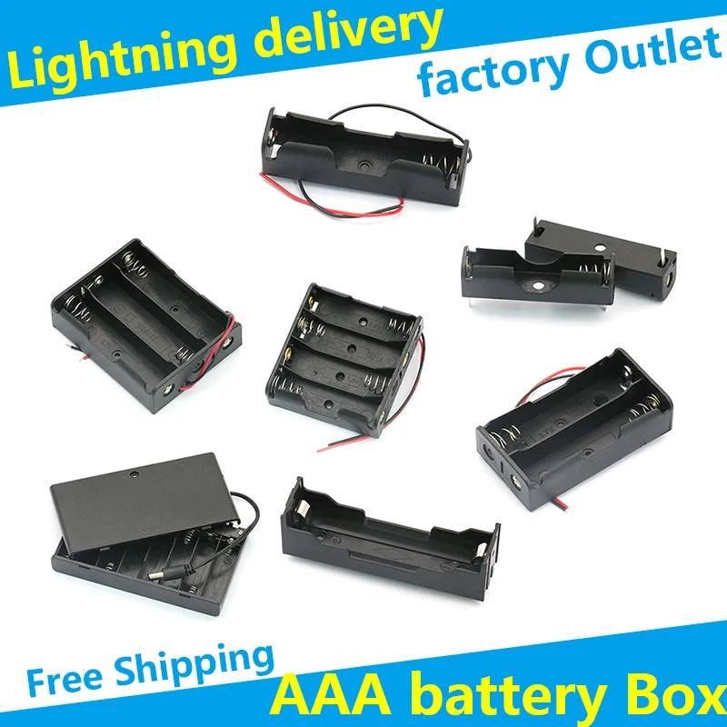 AAA Battery Storage Box AAA batteries Packs Case DIY Battery Holders Cell Box AA Batteries Holder with Switch and Cover  4Pcs