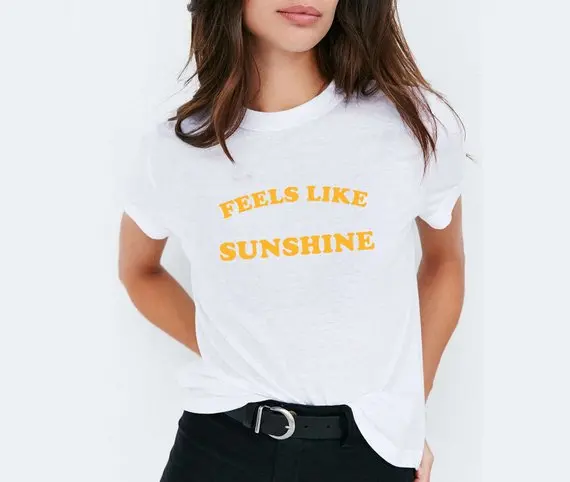 Cute Women Fashion Grunge Tees Grunge Aesthetic Gift Girl Art Tshirt Summer Time Sunny Day Feels Like Sunshine T-Shirt